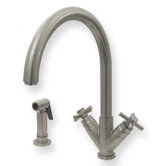 Luxe Two Handle Single Hole Kitchen Faucet with "V" Shaped Cross Handles