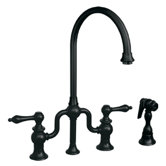 Twisthaus Two Handle Widespread Bridge Faucet with Lever Handle and Side Spray