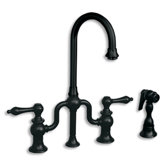 Twisthaus Two Handle Widespread Bridge Faucet with Short Gooseneck Lever Handle and Side Spray