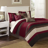 Boulder Stripe 7 Piece Comforter Set in Red