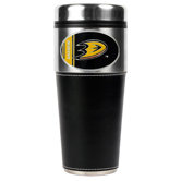 NHL 16oz Stainless Steel Travel Tumbler with Black Sleeve - Primary Logo