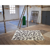 Black On White Flores Rug