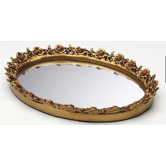 Antique Oval Resin Mirror Tray