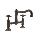 Country Kitchen Deck Mount Two Handle Widespread Bridge Faucet