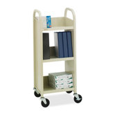 Book/Equipment Truck, 3 Slant Shelves, 17"x13"x43", Putty/Blue