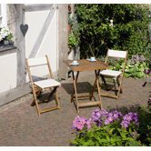 3-tlg. Balkonset klappbar "Turin" in Natur / Beige
