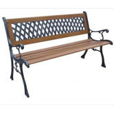 Mesh Resin Wood and Cast Iron Park Bench