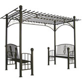 Toscana Double Bench Arbor with Pergola Style Top
