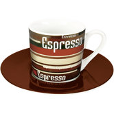 2-tlg. Espresso-Tassen Set "Coffee Stripes" aus Porzellan