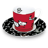 2-tlg. Espresso-Tassen Set "Tiergeschichten" aus Porzellan in Hund-Dekor