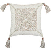 Swanson 14" x 14" Pillow with Velvet Braid & Tassel & Button