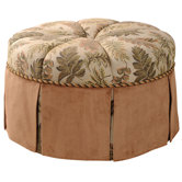 Woodland Round Ottoman with Cord and Self Button