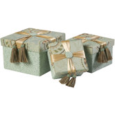 Fortune Largest Storage Gift Boxes with Self Button, Ribbon and Tassel (Set of 3)