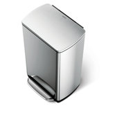 38 Litres Rectangular Pedal Bin with Fingerprint Proof in Brushed Stainless Steel