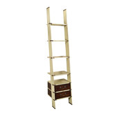 Library Ladder in Ivory and Distressed Honey
