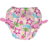 Tie Swim Diaper Cover in Light Pink Sealife