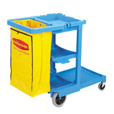 Multi-Shelf Cleaning Cart with 3 Shelves in Blue