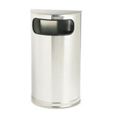 Designer Fire-Safe Receptacle, Half-Round, Steel, 9gal, SS/BK
