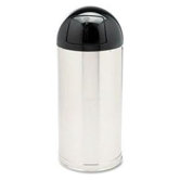 Designer Line Fire-Safe Receptacle, Rnd, Steel, 15gal, BK/BS