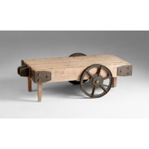 Wilcox Cart Table in Raw Iron and Natural Wood