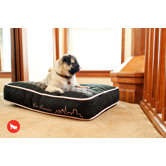 Cosmopolitan "SF"yline Rectangular Dog Bed in Ivory Black / Tea Rose