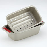 Gourmet Bakeware 2 Piece Meatloaf Pan Set with Silicone Grips