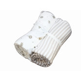 Nature's Nursery Flannel Swaddle Blanket Set in Animal Print and Tan Stripes