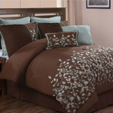 Jardin Embroidered Leaves 8 Piece Comforter Set in Chocolate
