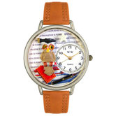 Unisex Knowledge Is Power Tan Leather and Silvertone Watch in Silver