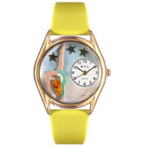 Women's Gymnastics Yellow Leather and Gold Tone Watch
