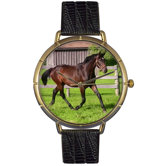 Unisex Hanoverian Horse Photo Watch with Black Leather