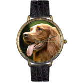 Unisex Irish Setter Photo Watch with Black Leather