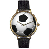 Unisex Soccer Lover Photo Watch with Black Leather