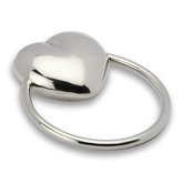 Small Heart Sterling Silver Baby Teether Ring Rattle