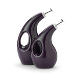 Stoneware 2 Piece EVOO and Vinegar Cruet Set in Purple