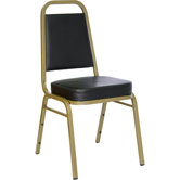 2.5" Hercules Series Trapezoidal Back Stacking Banquet Chair with Gold Frame