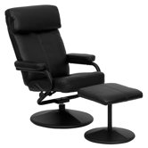 Contemporary Leather Recliner and Ottoman