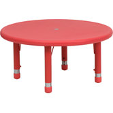 Round Height Adjustable Plastic Activity Table