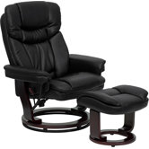 Contemporary Leather Recliner and Ottoman