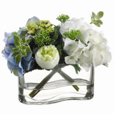Hydrangea, Ranunculus in Glass Vase