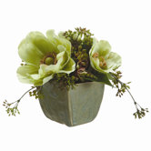 Anemone/Viburnum Berry in Ceramic Vase