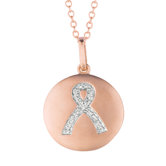 14k Gold 0.09ct TDW Diamond Round Breast Cancer Awareness Ribbon Disc Pendant