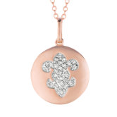 14k Gold 0.15ct TDW Diamond Round Fleur De Lis Disc Pendant
