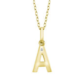 Gold Over Silver 0.005CT TDW Diamond Initial Necklace