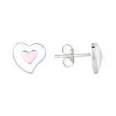 Sterling Silver and Enamel Heart Earring