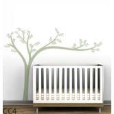 Monochromatic Leaning Tree Wall Decal
