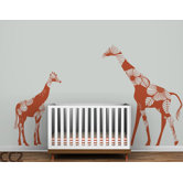 Fauna Mom and Baby Floral Giraffes Wall Decal