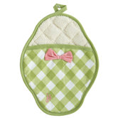 Meadow Green Gingham Polka Dot Scalloped Pot Mitt