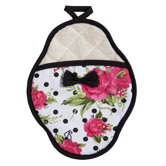 Dotted Parlor Floral Scalloped Pot-Mitt