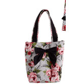 Cottage Rose Lace Pink Bow with Lunch Tote